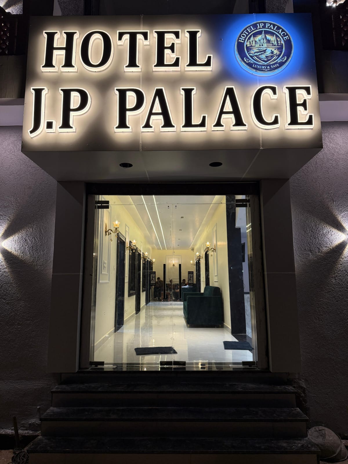 Hotel signage and address plaque